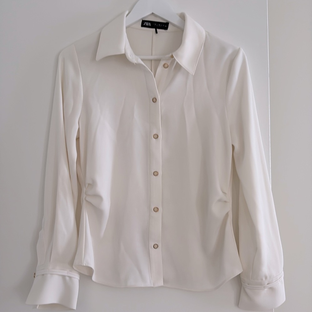 Zara Crepe Shirt with Side Ruching